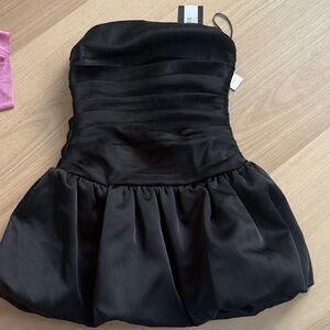 MABLE strapless silk bubble dress with built in shorts